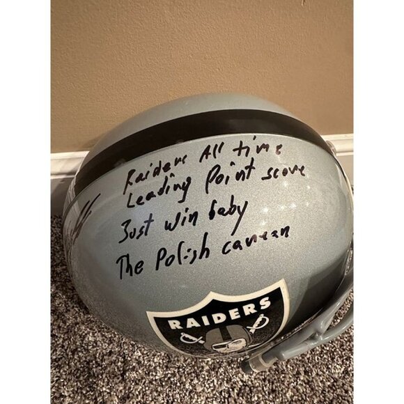 Sebastian Janikowski signed autographed Oakland Raiders full size rep helmet BAS - Picture 3 of 6